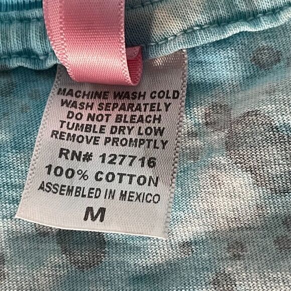 LUCKEE Lady Women's Graphic‎ Blue and Gray Splatter Galveston Island Texas Tee M - Picture 7 of 8